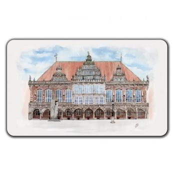 Frühstücksbrettchen Brettchen Aquarell Maritim Kunst Druck Kunstdruck Bremen Bremer Rathaus Nordsee Souvenir Souvenirs