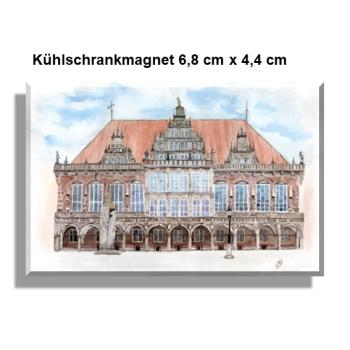 Kühlschrankmagnet Aquarell Maritim Kunst Druck Kunstdruck Bremen Bremer Rathaus Nordsee Souvenir Souvenirs