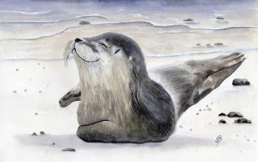 Breakfast Board Board  Watercolor Maritime Art Print Seal Denmark North Sea Baltic Sea