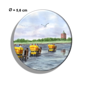 Kühlschrankmagnet m. Flaschenöffner Aquarell Maritim Kunst Druck Kunstdruck Nordsee Cuxhaven Watt Wattwagen Kutsche Pferdekutsche Insel Neuwerk