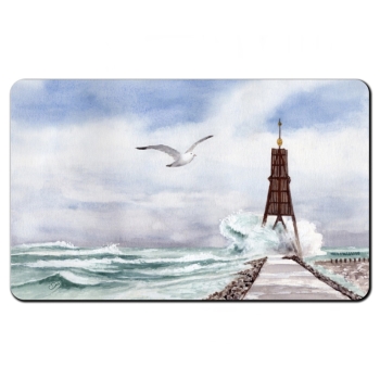 Frühstücksbrettchen Brettchen Aquarell Maritim Kunst Druck Kunstdruck Nordsee Cuxhaven Insel Neuwerk Möwe Watt Meer Bake