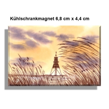 Fridge magnet  Watercolor Maritime Art Print North Sea Cuxhaven Bake Island Neuwerk Watt Ocean Seagull