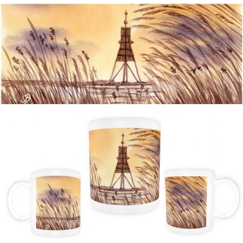Cup Coffee Cup Mug  Watercolor Maritime Art Print North Sea Cuxhaven Bake Island Neuwerk Watt Ocean Seagull