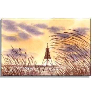 Stretcher frame canvas 30 x 20 cm linen Watercolor Maritime Art Print North Sea Cuxhaven Bake Island Neuwerk Watt Ocean Seagull