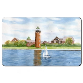 Frühstücksbrettchen Brettchen Aquarell Maritim Kunst Druck Kunstdruck Nordsee Cuxhaven Leuchtturm Alte Liebe