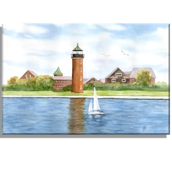 Kühlschrankmagnet Aquarell Maritim Kunst Druck Kunstdruck Nordsee Cuxhaven Leuchtturm Alte Liebe