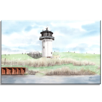 Leinwand 30 x 20 cm Keilrahmen Canvas-Leinen Aquarell Maritim Kunst Druck Kunstdruck Nordsee Cuxhaven Leuchtturm Dicke Berta Schafe