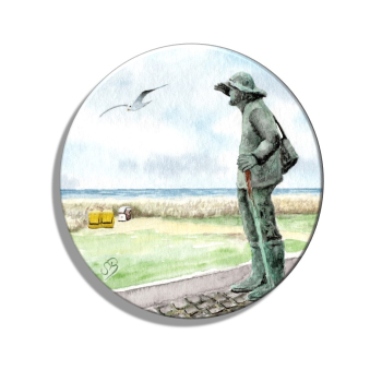 Kühlschrankmagnet m. Flaschenöffner Aquarell Maritim Kunst Druck Kunstdruck Nordsee Cuxhaven Sahlenburg Wattenkieker