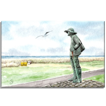 Leinwand 30 x 20 cm Keilrahmen Canvas-Leinen Aquarell Maritim Kunst Druck Kunstdruck Nordsee Cuxhaven Sahlenburg Wattenkieker