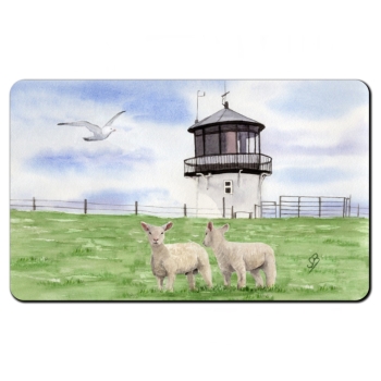 Frühstücksbrettchen Brettchen Aquarell Maritim Kunst Druck Kunstdruck Nordsee Cuxhaven Leuchtturm Dicke Berta Schafe