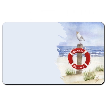 Frühstücksbrettchen Brettchen  Rettungsring Aquarell Maritim Kunst Druck Kunstdruck Dänemark Nordsee Ostsee Düne Meer Möwe Strand Wunschname