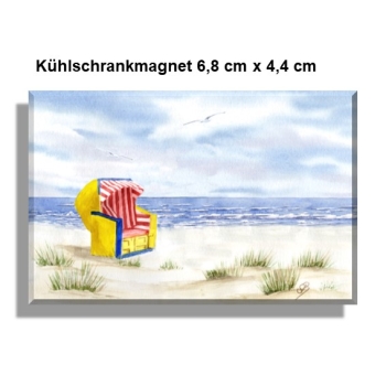 Fridge magnet Watercolor Maritime Art Print North Sea Cuxhaven Duhnen Beach Chair Ocean