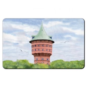 Frühstücksbrettchen Brettchen Aquarell Maritim Kunst Druck Kunstdruck Nordsee Cuxhaven Wasserturm Turm