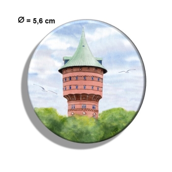 Kühlschrankmagnet m. Flaschenöffner  Aquarell Maritim Kunst Druck Kunstdruck Nordsee Cuxhaven Wasserturm Turm