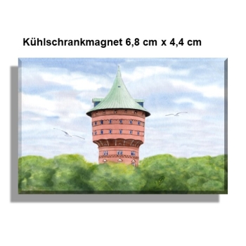Kühlschrankmagnet Aquarell Maritim Kunst Druck Kunstdruck Nordsee Cuxhaven Wasserturm Turm