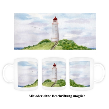 Tasse Becher Kaffeebecher Aquarell Maritim Kunst Druck Kunstdruck Ostsee Leuchtturm Dornbusch Hiddensee Rügen