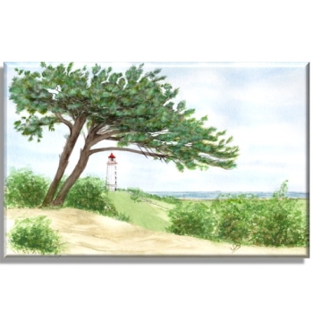 Leinwand 30 x 20 cm Keilrahmen Canvas-Leinen Aquarell Maritim Kunst Druck Kunstdruck Ostsee Leuchtturm Dornbusch Hiddensee Rügen