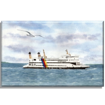 Leinwand 30 x 20 cm Keilrahmen Canvas-Leinen  Aquarell Kunst Druck Kunstdruck Strandkorb Sonnenuntergang Dänemark Nordsee Dagebüll Fähre - DB3