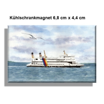 Kühlschrankmagnet  Aquarell Kunst Druck Kunstdruck Strandkorb Sonnenuntergang Dänemark Nordsee Dagebüll Fähre - DB3