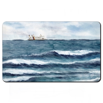 Frühstücksbrettchen Brettchen Aquarell Kunst Druck Kunstdruck Strandkorb Sonnenuntergang Dänemark Nordsee Dagebüll Fähre mit Wellen - DB5