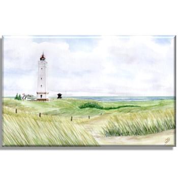 Leinwand 30 x 20 cm Keilrahmen Canvas-Leinen  Blåvand Blavand Weg zum Leuchtturm DK02