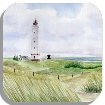 Untersetzer Glasuntersetzer 9,5 x 9,5 cm  Blåvand Blavand Weg zum Leuchtturm DK02