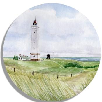 Untersetzer Glasuntersetzer rund 9,5 cm  Blåvand Blavand Weg zum Leuchtturm DK02