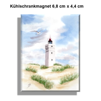 Fridge magnet Watercolor Maritime Art Print Art Print North Sea Denmark Danmark Blåvand Blavand  dunes lighthouse