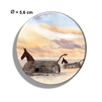 Kühlschrankmagnet m. Flaschenöffner Aquarell Maritim Kunst Druck Kunstdruck Nordsee Dänemark Danmark  Blåvand Blavand Dünen Leuchtturm Maultiere Strand