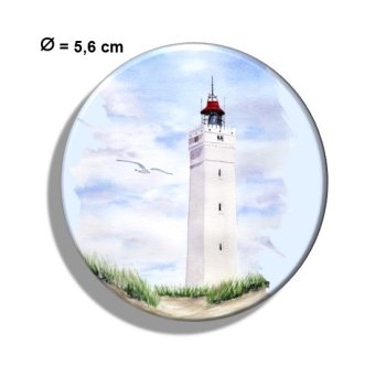 Kühlschrankmagnet m. Flaschenöffner Aquarell Maritim Kunst Druck Kunstdruck Nordsee Dänemark Danmark  Blåvand Blavand Dünen Leuchtturm