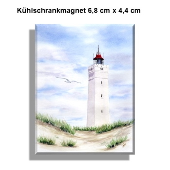 Kühlschrankmagnet  Aquarell Aquarell Maritim Kunst Druck Kunstdruck Nordsee Dänemark Danmark  Blåvand Blavand Dünen Leuchtturm