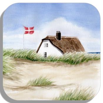 Untersetzer Glasuntersetzer 9,5 x 9,5 cm Haus in den Dünen DK14
