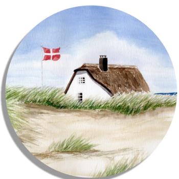 Untersetzer Glasuntersetzer rund 9,5 cm Haus in den Dünen DK14