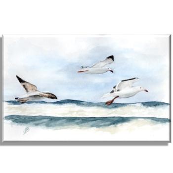 Leinwand 30 x 20 cm Keilrahmen Canvas-Leinen  Aquarell Maritim Kunst Druck Dänemark Nordsee Ostsee Düne Dünen Meer Möwe Möwen Strand