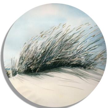 Untersetzer Glasuntersetzer rund 9,5 cm Aquarell Maritim Kunst Druck Kunstdruck Dänemark Nordsee Ostsee Düne Meer Möwe Strand
