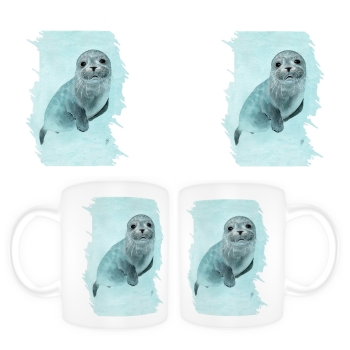 Tasse Becher Kaffeebecher kleiner Seehund DK25