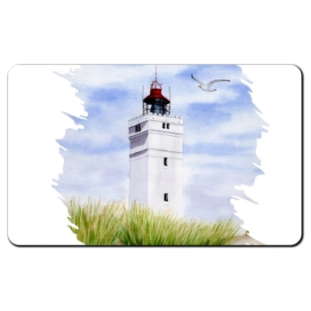 Frühstücksbrettchen Brettchen Aquarell Maritim Kunst Druck Kunstdruck Nordsee Dänemark Danmark  Blåvand Blavand Dünen Leuchtturm