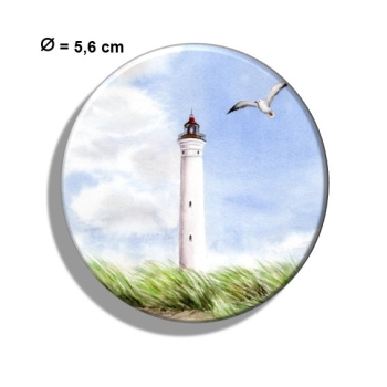 Kühlschrankmagnet m. Flaschenöffner Aquarell Maritim Kunst Druck Kunstdruck Nordsee Dänemark Danmark Leuchtturm Lyngvig Hvide Sande Sondervig Strand Möwe