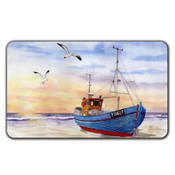 Frühstücksbrettchen Brettchen DK26 - Fischerboot mit Möwen im Sonnenuntergang