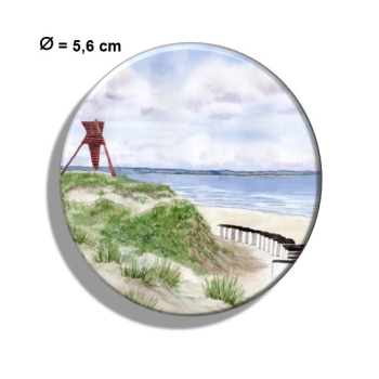Kühlschrankmagnet m. Flaschenöffner  Folienmagnet Aquarell Maritim Kunst Druck Kunstdruck Dänemark Nordsee Blokhus Bake Strand