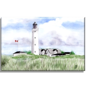 Stretcher frame canvas 30 x 20 cm linen Watercolor Maritime Art Print Art Print North Sea Denmark Danmark Blåvand Blavand  dunes lighthouseStretcher frame canvas 30 x 20 cm linen Watercolor Maritime Art Print Art Print North Sea Denmark Danmark Hirtshals