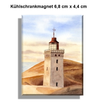 Kühlschrankmagnet Aquarell Maritim Kunst Druck Kunstdruck Nordsee Dänemark Danmark Leuchtturm Rubjerg Knude Düne Blokhus Lokken Sonnenuntergang