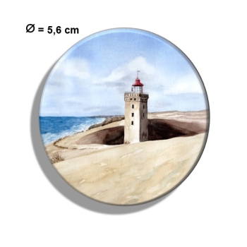 Kühlschrankmagnet m. Flaschenöffner Aquarell Maritim Kunst Druck Kunstdruck Nordsee Dänemark Danmark Leuchtturm Rubjerg Knude Düne Blokhus Lokken Sonnenuntergang