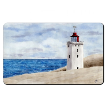 Frühstücksbrettchen Brettchen Aquarell Maritim Kunst Druck Kunstdruck Nordsee Dänemark Danmark Leuchtturm Rubjerg Knude Düne Blokhus Lokken Sonnenuntergang
