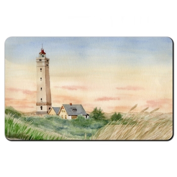 Breakfast Board  Watercolor Maritime Art Print Art Print North Sea Denmark Danmark Blåvand Blavand  Dunes lighthouse Sunset