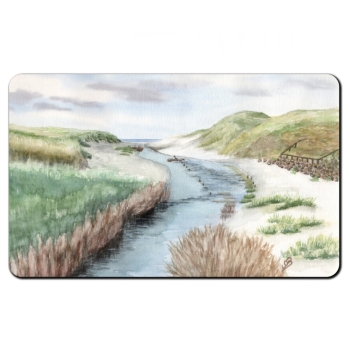 Frühstücksbrettchen Brettchen Aquarell Maritim Kunst Druck Kunstdruck Dünen Dänemark Nordsee Düne Meer Henne Strand Molle Fluss