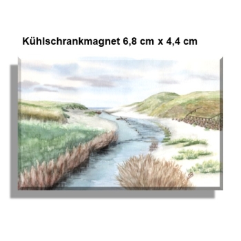 Kühlschrankmagnet  Aquarell Maritim Kunst Druck Kunstdruck Dünen Dänemark Nordsee Düne Meer Henne Strand Molle Fluss