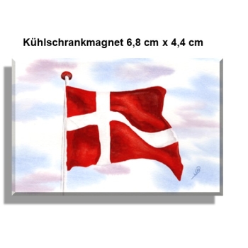 Kühlschrankmagnet  Aquarell Aquarell Maritim Kunst Druck Kunstdruck Nordsee Dänemark Danmark Denmark Flagge Fahne