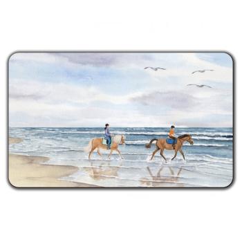 Frühstücksbrettchen Brettchen Aquarell Maritim Kunst Druck Kunstdruck Pferdereiten am Strand Pferde Reiten Dänemark Nordsee Ostsee  Meer
