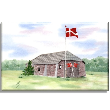 Leinwand 30 x 20 cm Keilrahmen Canvas-Leinen Aquarell Maritim Kunst Druck Kunstdruck Nordsee Dänemark Danmark  Blåvand Blavand Rettungsstation Rettungshaus